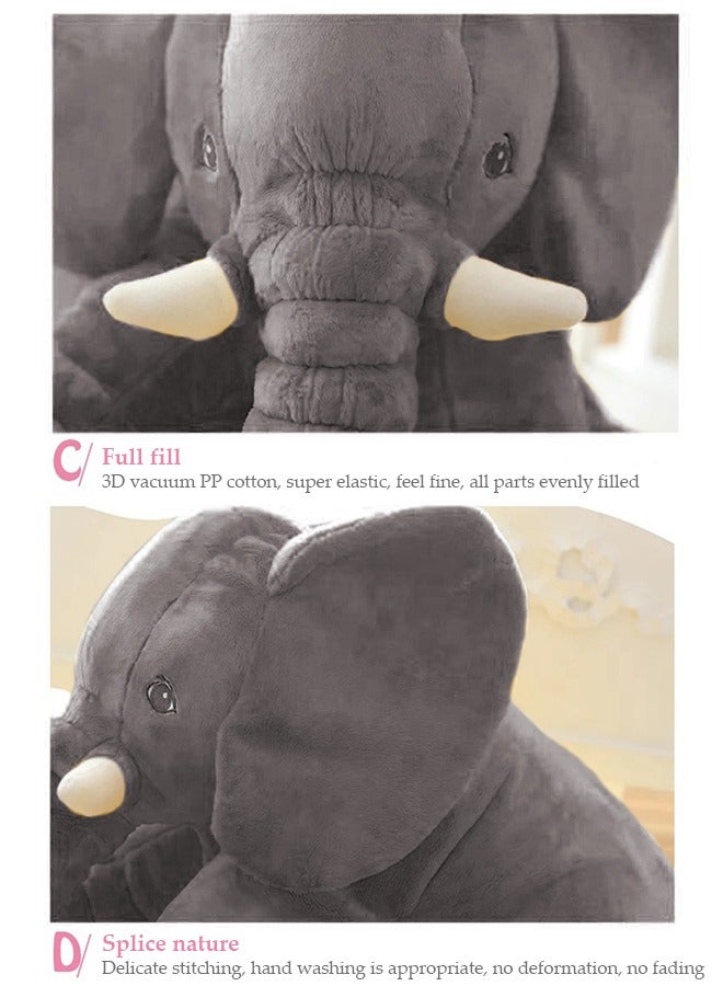 Elephant Plush Toy (60cm) ,Clever Elephant Plush Toy for Kids, Perfect Elephant Gifts for Girls/Boys and Women,Super Soft Elephant Room Decoration(Gray) - Image 4