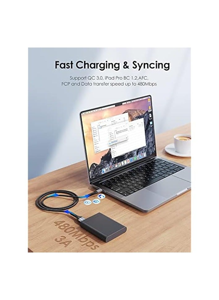 Lention USB Type C Cable 9V/3A Fast Charging (2-Pack 3.3ft+3.3ft), LENTION USB A to USB C 27W Braided Charger Cord Compatible with Samsung Galaxy S10 S10E S9 S8 Plus Note 10 9 8, Moto Z, LG G8/G7, More (Grey)  - Image 2