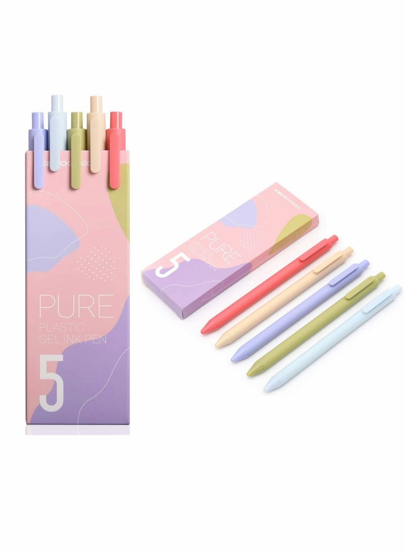Generic 0.5 Gel Pen Multi Color Pen Cute Kawaii Boxed Pen Soft Touch Retractable Gel Ink Pens Fine Point Elegance Colors 5 Pack Colored Ink Smooth Writing Pen for School Office Home Take Notes  - Image 1