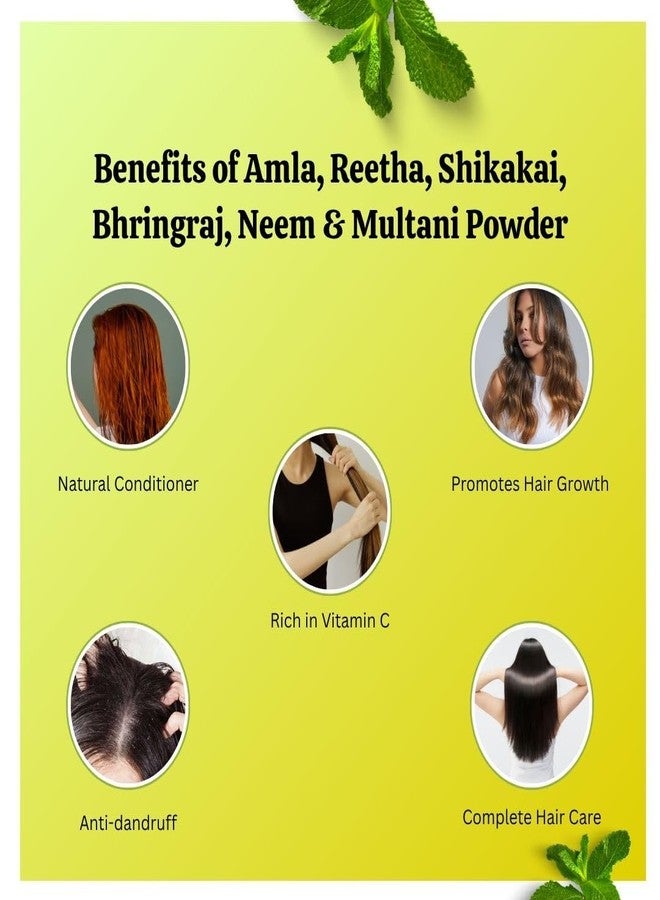 Laam Amla, Reetha, Shikakai, Bhringraj, Neem & Multani Mitti Powder | Results in One Wash | Long, Strong & Natural Hair (6X80 g) - Image 3