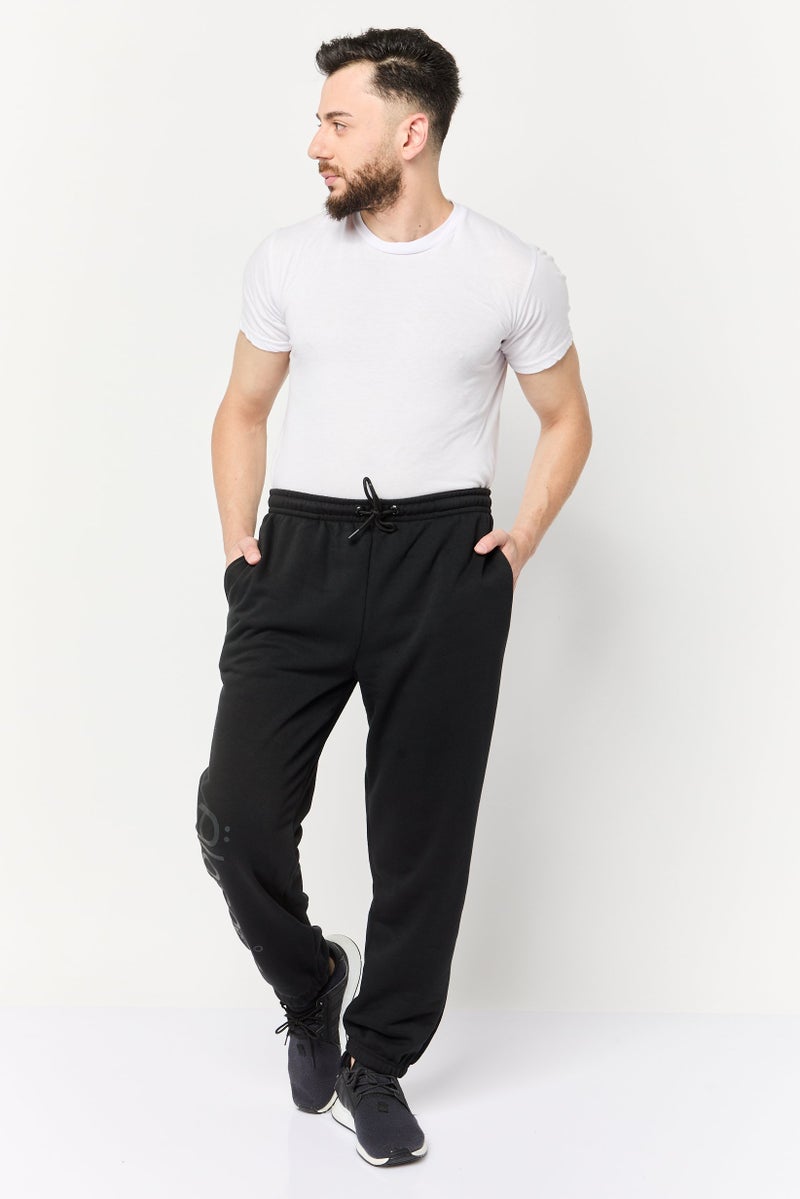 Algspar Men Regular Fit Brand Logo Jogger Pants, Black  - Image 2