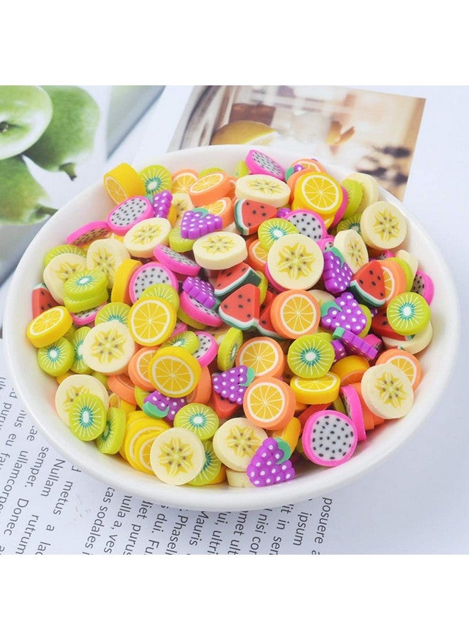 Zhiheng 100 Pack Fruit Slime Charms Resin Flatbacks Buttons Polymer Clay Beads For Miniature Fairy Garden Hair Accessories Diy Scrapbooking Phone Case (Multi) - Image 2