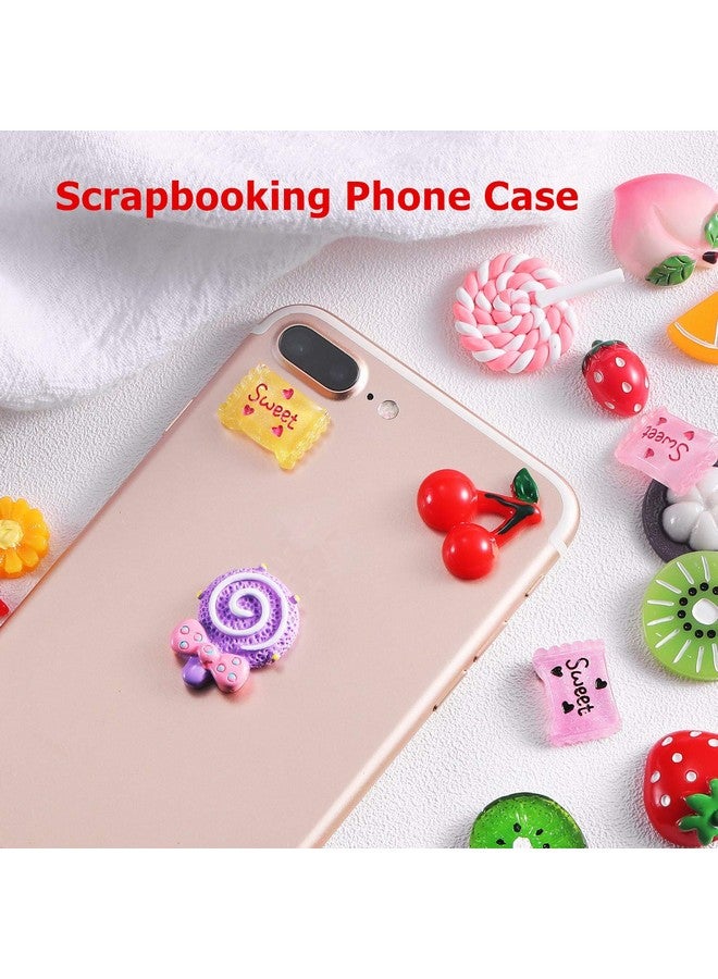 Zhiheng 100 Pack Fruit Slime Charms Resin Flatbacks Buttons Polymer Clay Beads For Miniature Fairy Garden Hair Accessories Diy Scrapbooking Phone Case (Multi) - Image 4