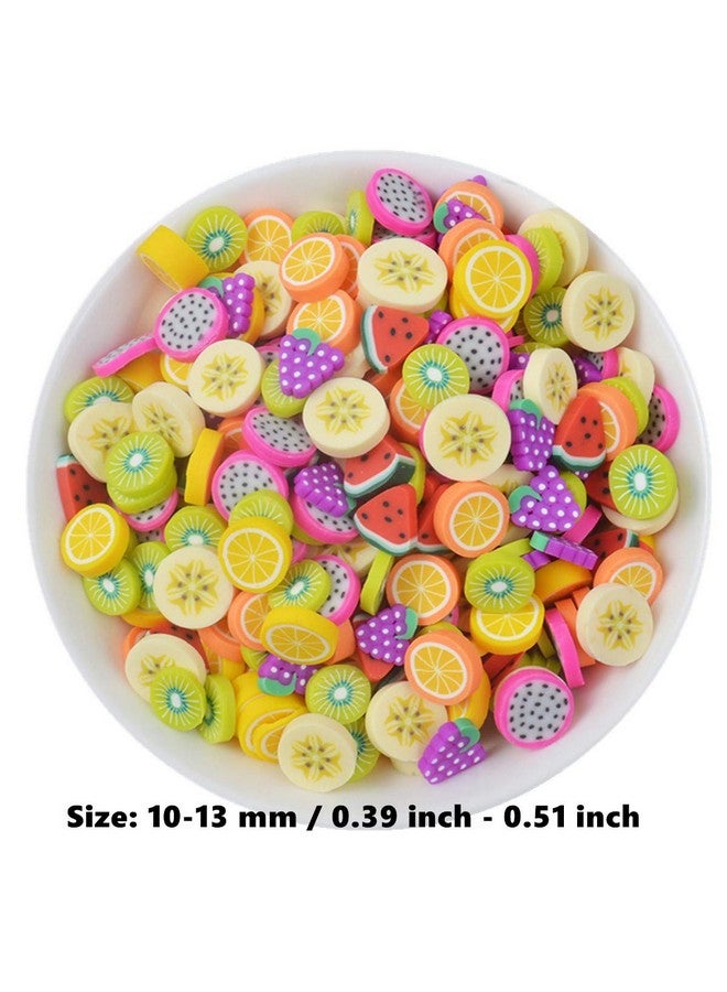 Zhiheng 100 Pack Fruit Slime Charms Resin Flatbacks Buttons Polymer Clay Beads For Miniature Fairy Garden Hair Accessories Diy Scrapbooking Phone Case (Multi) - Image 3