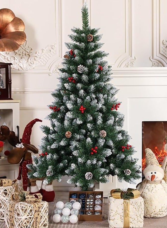 تابيت شجرة عيد الميلاد الاصطناعية مع أقماع الصنوبر والتوت الأحمر وشجرة عيد الميلاد المزينة بالثلوج والزينة الداخلية والخارجية والهدايا للمنزل والحفلات والمهرجانات والعطلات - Image 1