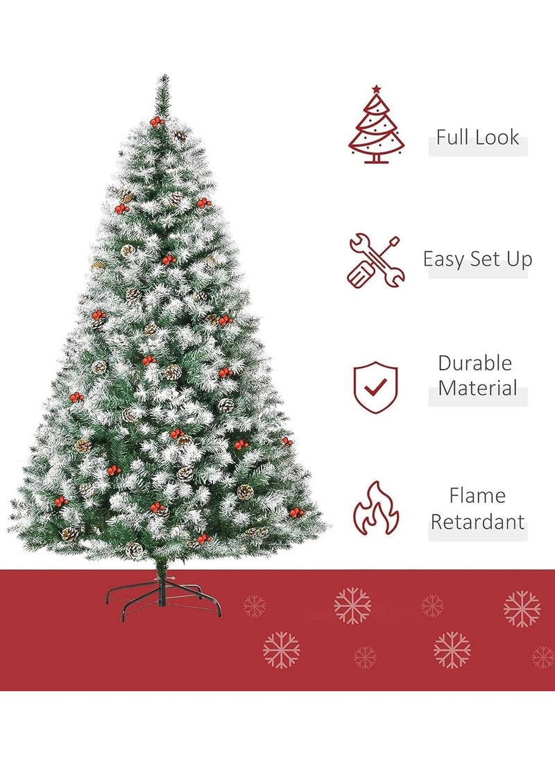تابيت شجرة عيد الميلاد الاصطناعية مع أقماع الصنوبر والتوت الأحمر وشجرة عيد الميلاد المزينة بالثلوج والزينة الداخلية والخارجية والهدايا للمنزل والحفلات والمهرجانات والعطلات - Image 5