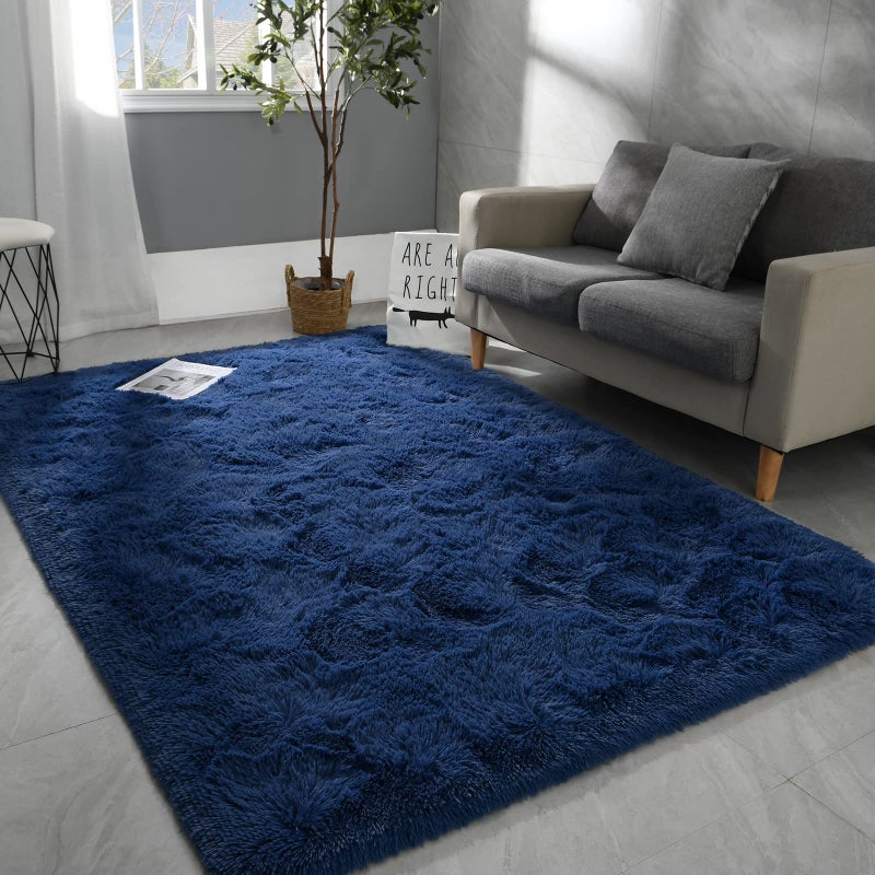 Hutha 6x9 Large Area Rugs for Living Room Super Soft Fluffy Modern Bedroom Rug Navy Blue Indoor Shag Fuzzy Carpets for Girls Kids Nursery Room Home Decor