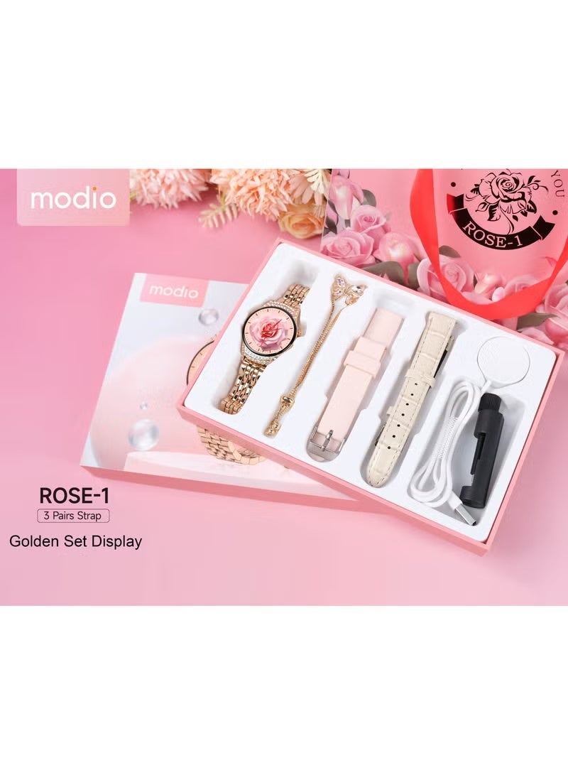 modio 3 Straps Smart with Straps Bracelete Watch Series 8 Touch Color Screen Bluetooth Calling Health and Sports Smartwatch Multicolor - Image 1