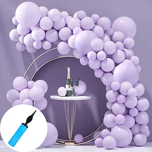 atorakushon Latex Light Purple Color 10" Inch Rubber Pastel Balloons Pack Of 50pcs With Air Balloon Pump Decoration Happy Birthday Party Supplies Wedding Anniversary Office Party Purpose House party - Image 1