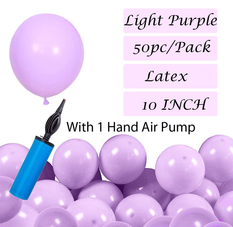 atorakushon Latex Light Purple Color 10" Inch Rubber Pastel Balloons Pack Of 50pcs With Air Balloon Pump Decoration Happy Birthday Party Supplies Wedding Anniversary Office Party Purpose House party - Image 2