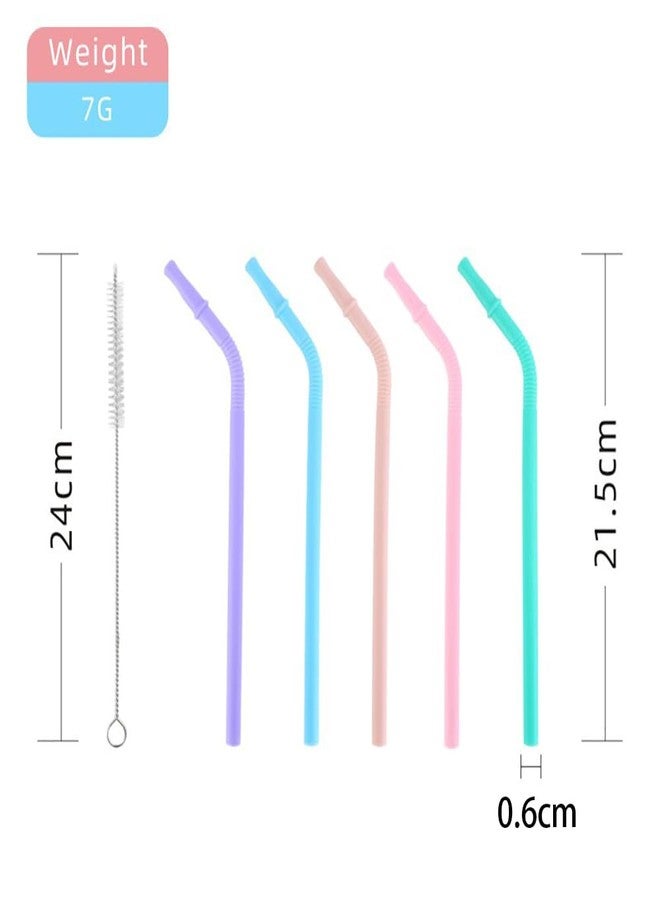 Fapiwen Silicone Straws, 5pcs Colorful With Cloth Bag and Cleaning Brush, Reusable Bendy for Kids - Safe, Kid Friendly, Easy to Clean - Image 2