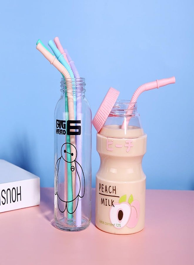 Fapiwen Silicone Straws, 5pcs Colorful With Cloth Bag and Cleaning Brush, Reusable Bendy for Kids - Safe, Kid Friendly, Easy to Clean - Image 5