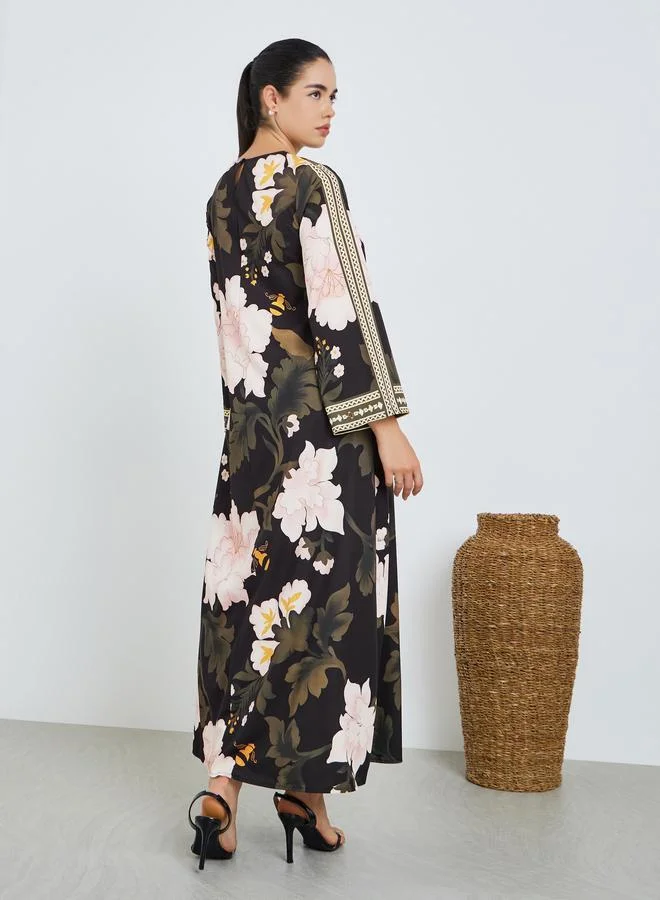 Amirah  Women Placement Print Jalabiya for Women | Best Price UAE