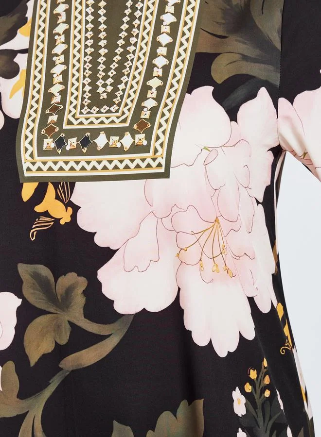 Amirah  Women Placement Print Jalabiya for Women | Best Price UAE