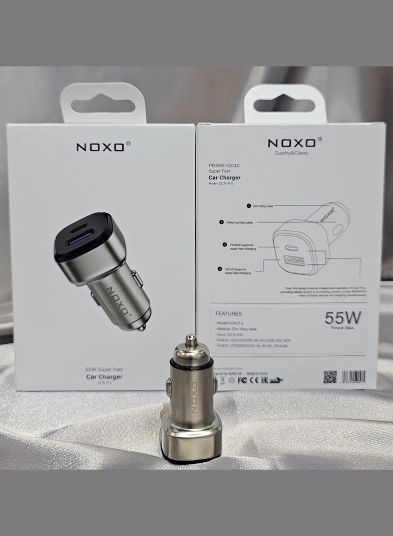 NOXO Super Fast Car Charger CCN-P-5 55W PD30W+QC4.0  - Gold - Image 3