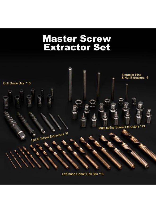 Topec 55-Piece Screw Extractor & Broken bolt extractors, Multi-spline Extractors, and Drill Bits for Removing Damaged, Frozen, Rusted, Rounded-Off Bolts & Screws - Image 2