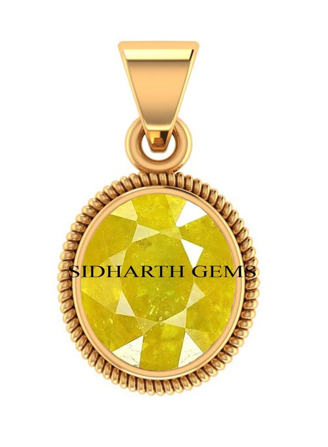 SIDHARTH GEMS 17.25 Ratti Natural Yellow Sapphire Pendant/Locket Pukhraj Stone Gold Plated Pendant for Men and Women - Image 1
