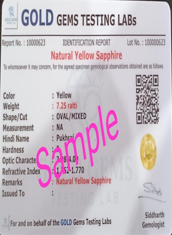 SIDHARTH GEMS 17.25 Ratti Natural Yellow Sapphire Pendant/Locket Pukhraj Stone Gold Plated Pendant for Men and Women - Image 5