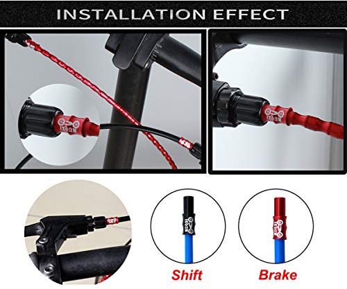 Saipor Saiper Total 20-Piece 10pcs 5mm Red Alloy Bicycle Bike Brake Cable End Cap Housing Ferrules Crimps + 10pcs 4mm Black Derailleur Shift Wire Cable End Cap - Image 5