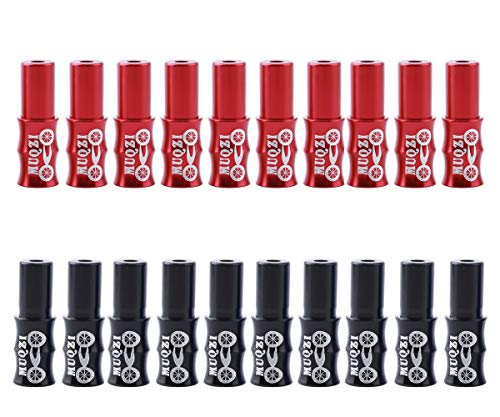 Saipor Saiper Total 20-Piece 10pcs 5mm Red Alloy Bicycle Bike Brake Cable End Cap Housing Ferrules Crimps + 10pcs 4mm Black Derailleur Shift Wire Cable End Cap - Image 1