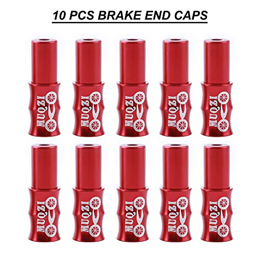 Saipor Saiper Total 20-Piece 10pcs 5mm Red Alloy Bicycle Bike Brake Cable End Cap Housing Ferrules Crimps + 10pcs 4mm Black Derailleur Shift Wire Cable End Cap - Image 3
