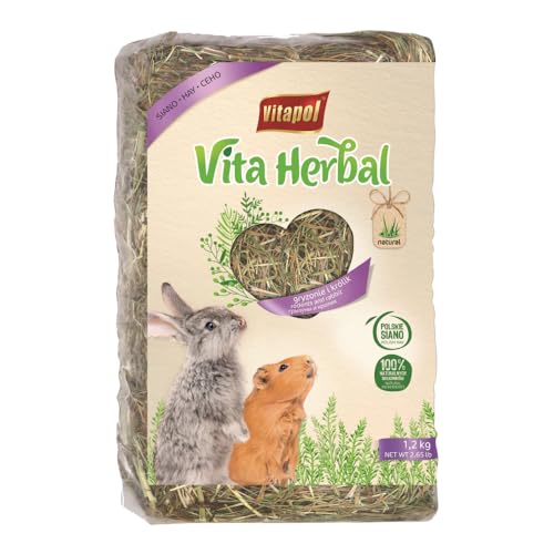 Vitapol Vita Herbal Hay for Rabbits & Rodents | Best Natural Polish Meadow Grass with Chamomile | High Fiber Digestive & Dental Care | (1.2 Kilogram, Pack of 1) - Image 1