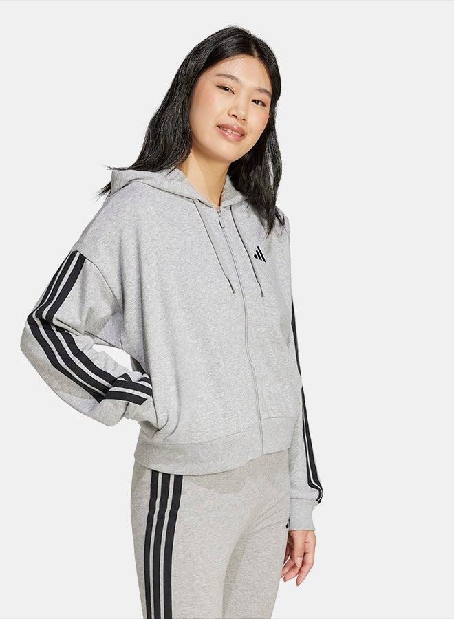 Adidas Essentials 3-Stripes French Terry Full-Zip Hoodie - Image 1