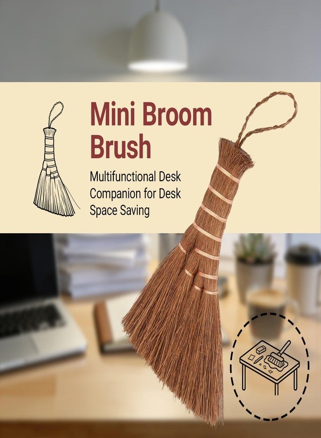 Jerliflyer Mini Brown Broom Palm,Small Palm-Sized Handle Broom Brush for dusting and Removing Crumbs, Dirt, dust, etc. from Table Tops - Image 3