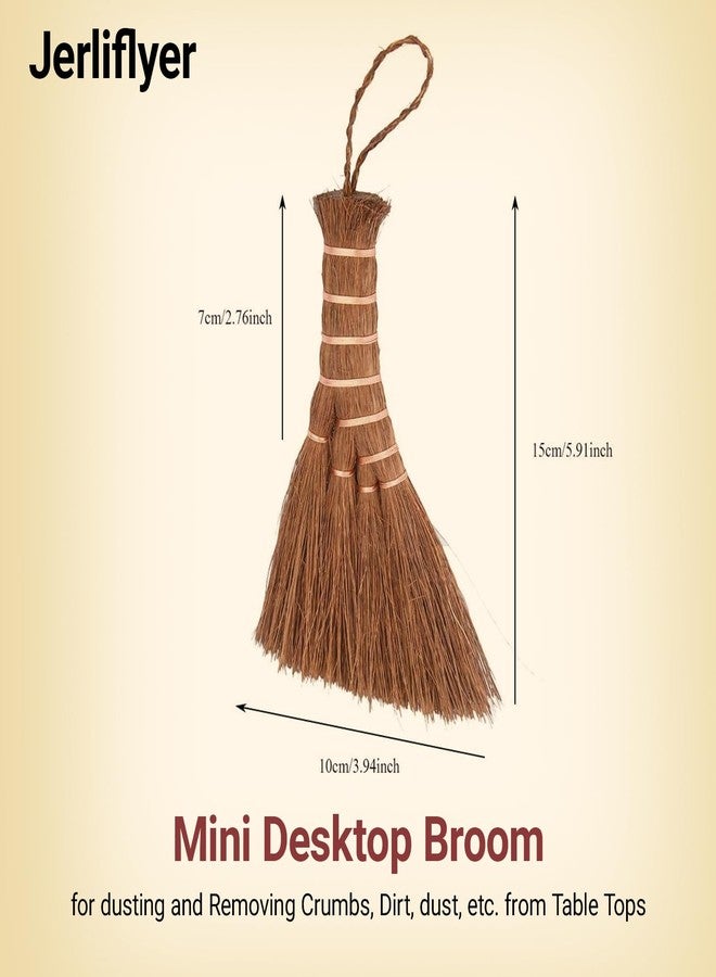 Jerliflyer Mini Brown Broom Palm,Small Palm-Sized Handle Broom Brush for dusting and Removing Crumbs, Dirt, dust, etc. from Table Tops - Image 2