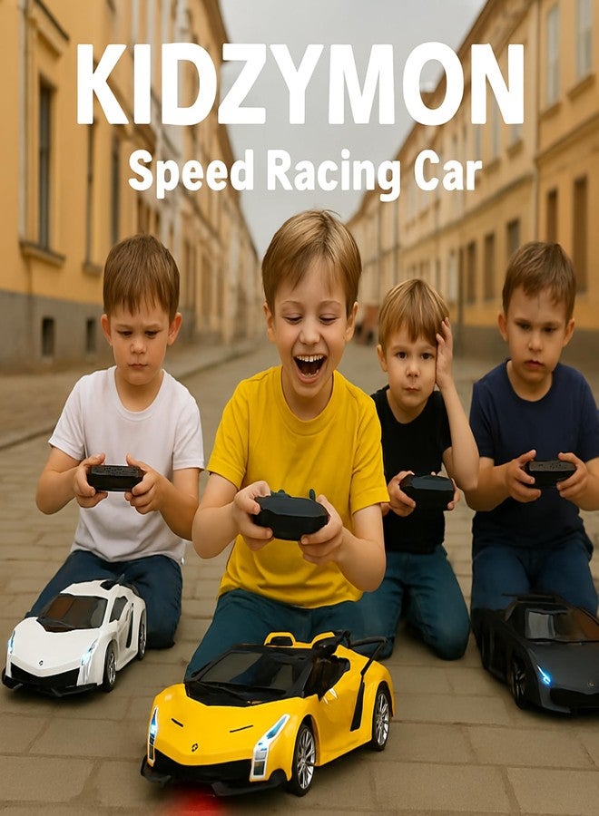 KIDZYMON® Remote Control Racing Car for Boys Age 4+ Years I Full Function - Non-Rechargeable I Forward Reverse Left and Right Turn I Flashing Light I Pack of 1 I Yellow Colour - Image 3