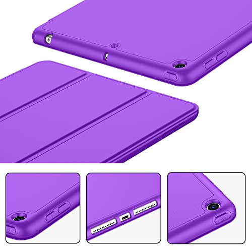 iMieet iPad 9th Generation Case 2021/iPad 8th Generation Case 2020 10.2 Inch with Pencil Holder, iPad 7th Gen 2019 Case with Soft Baby Skin Silicone Back, Auto Wake/Sleep Cover (Grape Purple) - Image 3