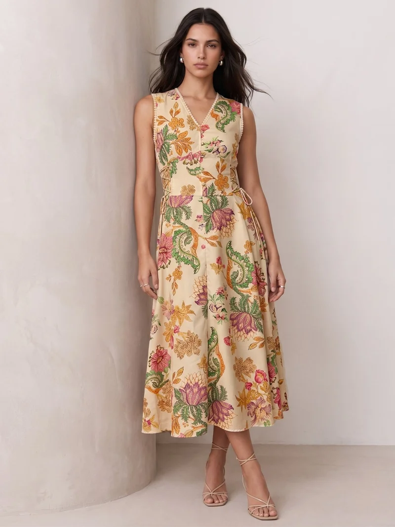 Multi Floral Halter Neck Maxi Dress