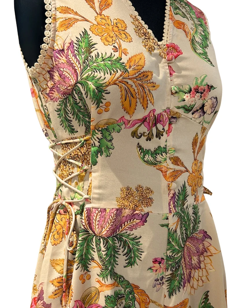 Outzidr cream floral Multi Floral Halter Neck Maxi Dress for Women | Best Price UAE