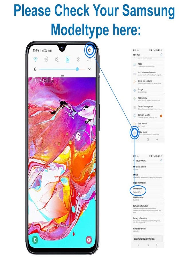 Mmobiel موصل دوك MMOBIEL متوافق مع سامسونج جالاكسي A70 2019 - منفذ شحن - منفذ سماعة الرأس / استبدال الميكروفون - نوع C - يشمل مفكات - Image 5