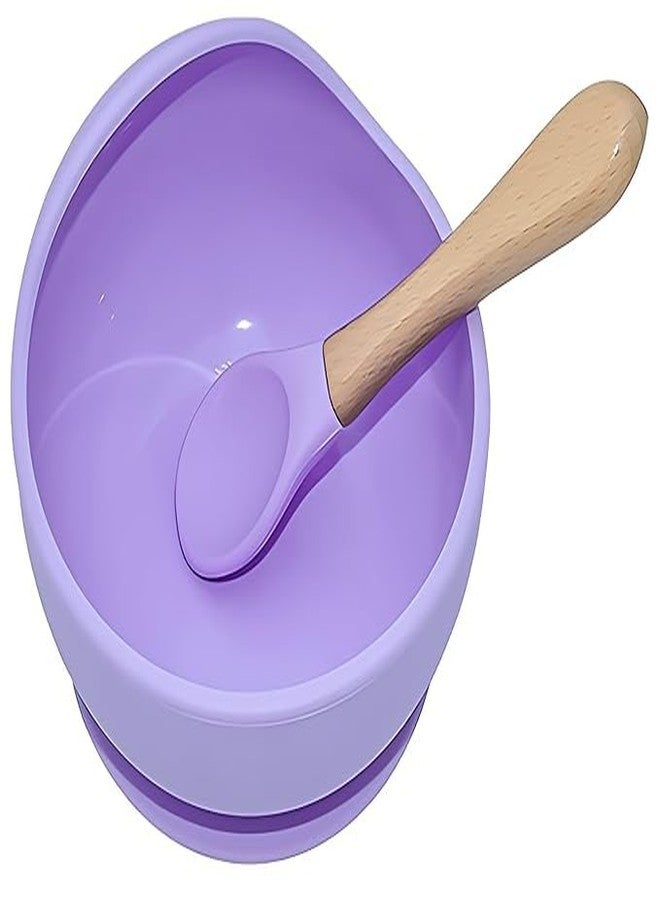 DLEST Silicone Baby Feeding Bowl & Spoon Set with Suction Base – BPA Free, Non-Toxic, Microwave & Dishwasher Safe, Durable & Unbreakable, Ideal for Toddlers (Purple) - Image 1