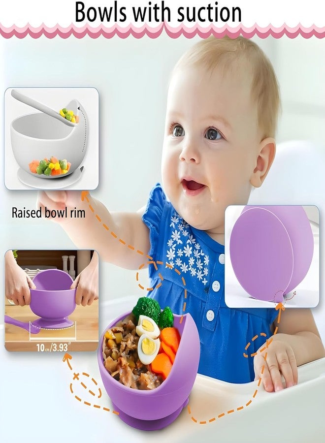 DLEST Silicone Baby Feeding Bowl & Spoon Set with Suction Base – BPA Free, Non-Toxic, Microwave & Dishwasher Safe, Durable & Unbreakable, Ideal for Toddlers (Purple) - Image 4