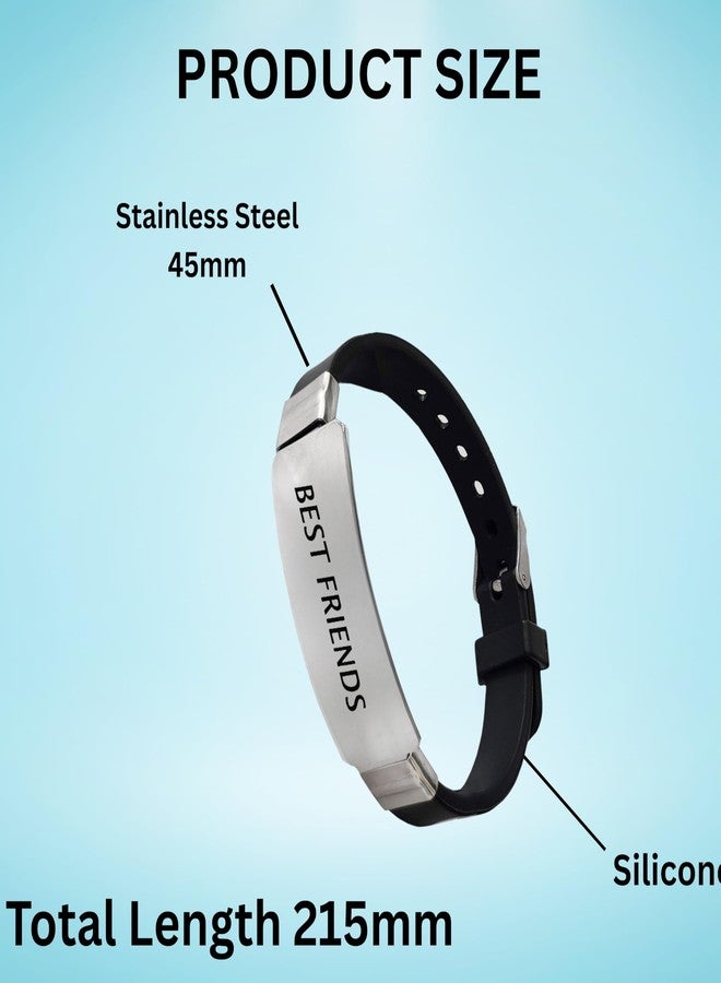 M Men Style Friends Ship Day Gift Best Friends Black Silicone Stainless Steel Bracelet for Son Brother Grandson Nephew Guy Friends, Valentines Graduation Christmas Gifts SBr2025539 - Image 2