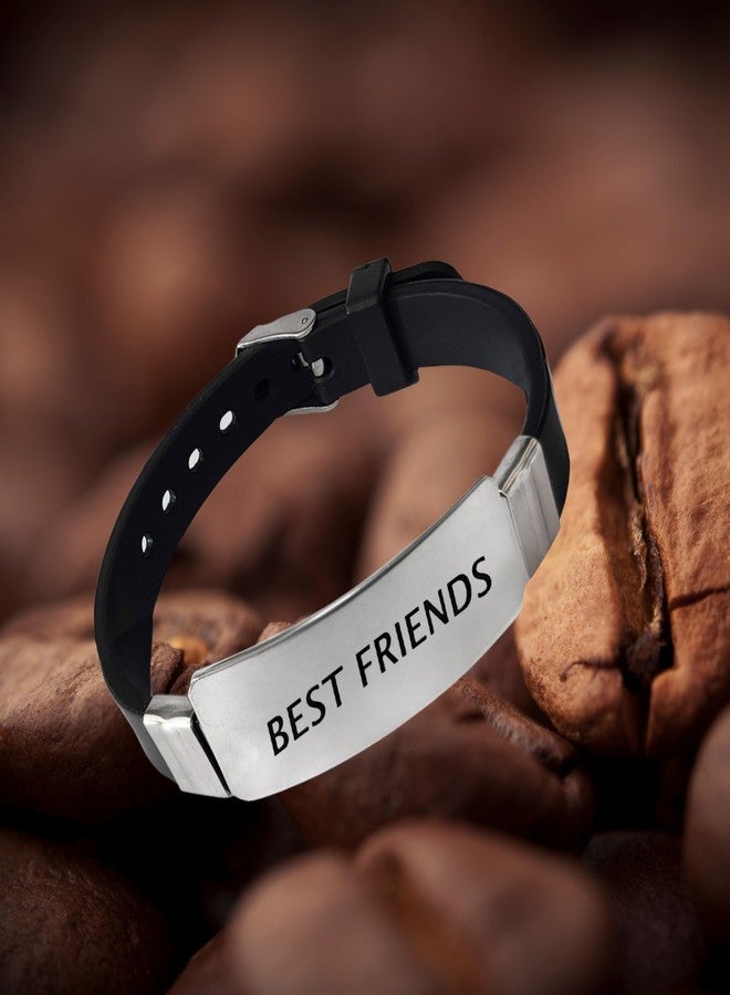 M Men Style Friends Ship Day Gift Best Friends Black Silicone Stainless Steel Bracelet for Son Brother Grandson Nephew Guy Friends, Valentines Graduation Christmas Gifts SBr2025539 - Image 3