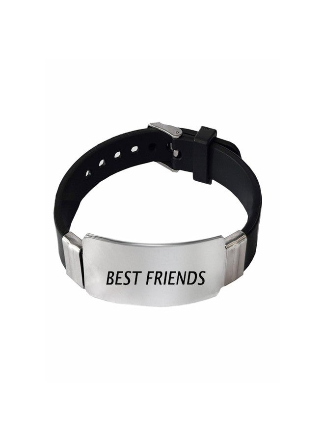 M Men Style Friends Ship Day Gift Best Friends Black Silicone Stainless Steel Bracelet for Son Brother Grandson Nephew Guy Friends, Valentines Graduation Christmas Gifts SBr2025539 - Image 1