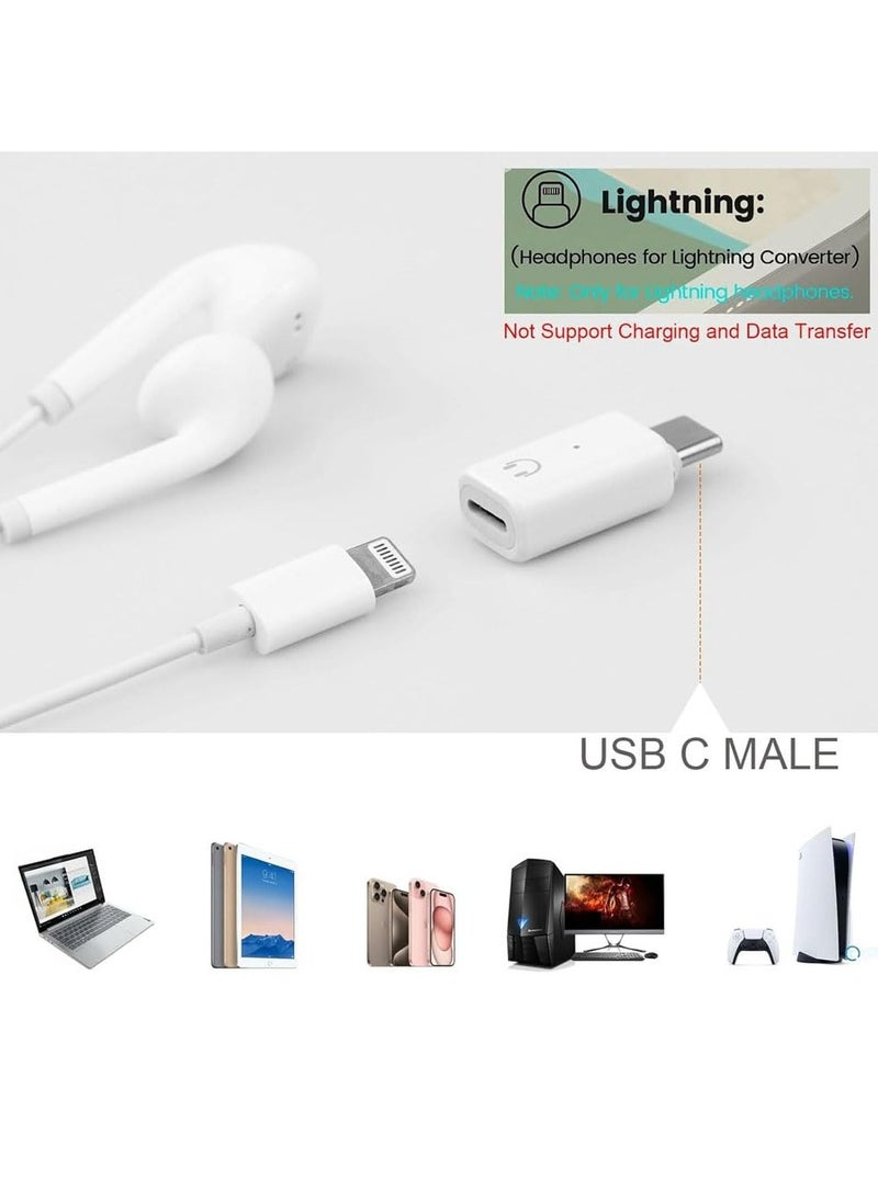 Dominy - Compatible for USB C to Lightning Audio Adapter,USB C to Lightning Headphone Converter with Indicator Light,Lightning to USB C Adapter for iPhone 15 Series,MacBook and More USB-C Devices-B - Image 1