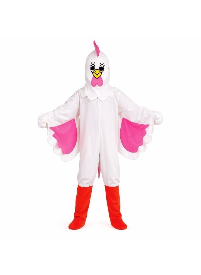 Kids Chicken Costume Jumpsuit - White & Pink Animal Onesie - Sizes 2 to 14 Years - Image 3