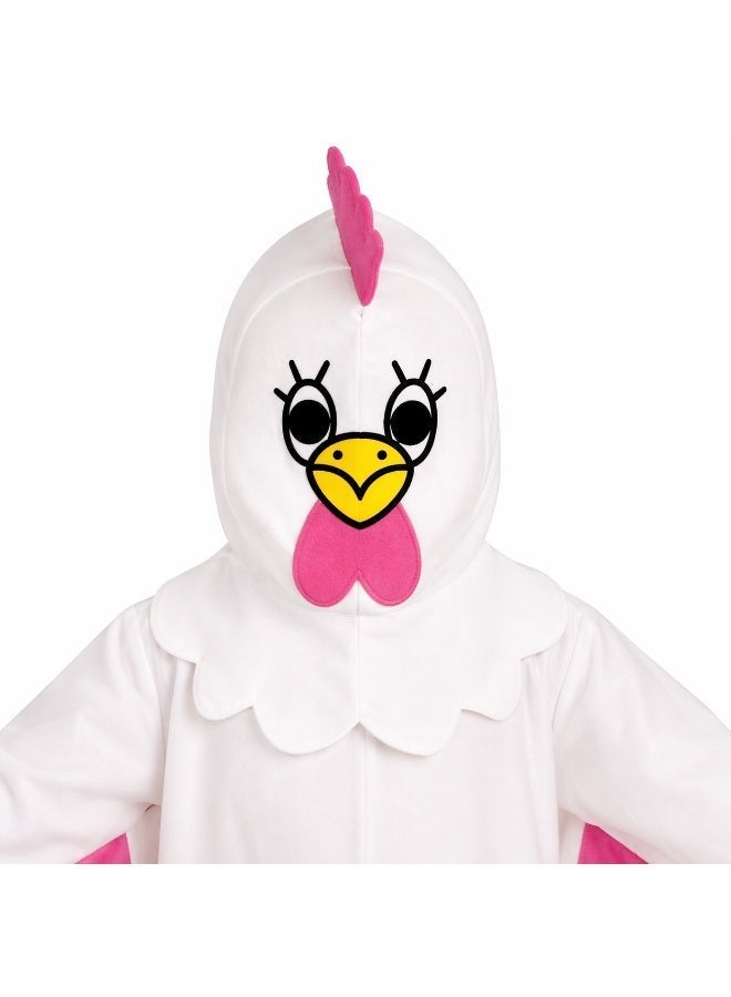 Kids Chicken Costume Jumpsuit - White & Pink Animal Onesie - Sizes 2 to 14 Years - Image 4