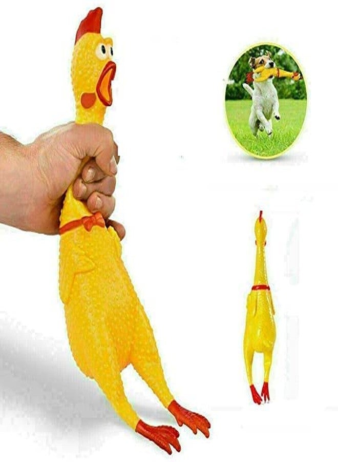 D&C Paws Pet Rubber Screaming Chicken Toy for Pets - Super Durable & Funny Squeaky Chicken Dog Chew Toy - Silly Squeezing & Squawking Novelty Gift Idea - Yellow Color - Image 4