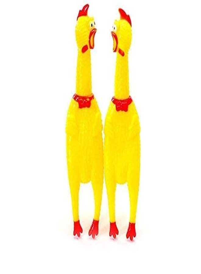 D&C Paws Pet Rubber Screaming Chicken Toy for Pets - Super Durable & Funny Squeaky Chicken Dog Chew Toy - Silly Squeezing & Squawking Novelty Gift Idea - Yellow Color - Image 2