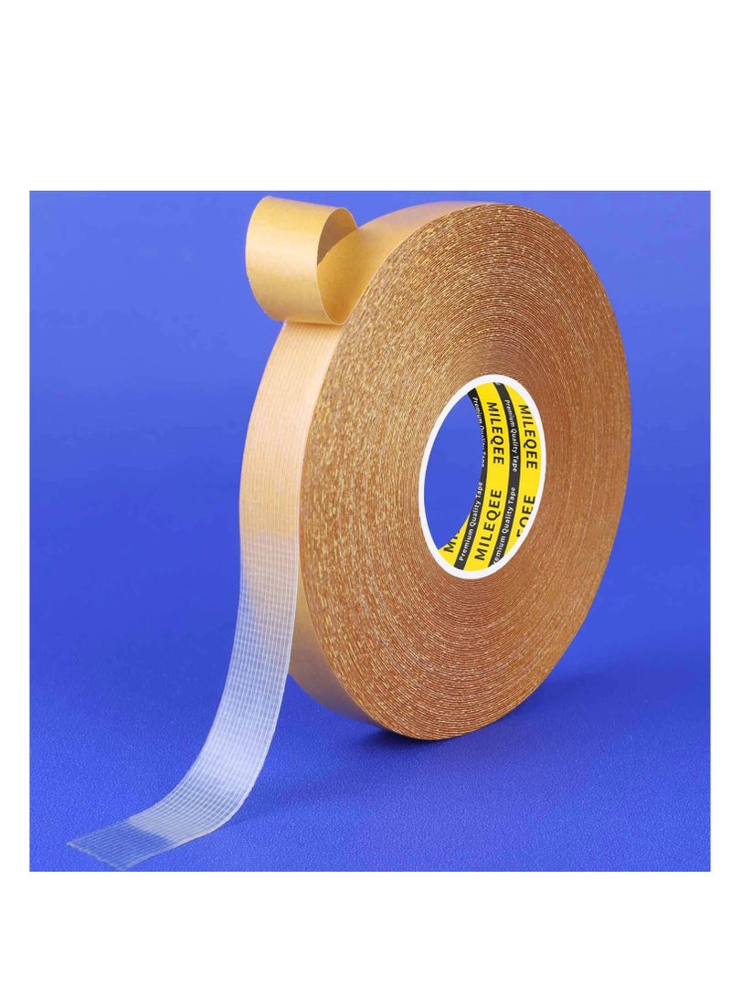 SYOSI Double Sided Tape Heavy Duty, 0.59inx66FT(20m), Universal High Tack Strong Wall Adhesive with Fiberglass Mesh, Super Sticky Resistente Clear Tape, Easy Use Mounting Tape(2 Pcs)  - Image 1
