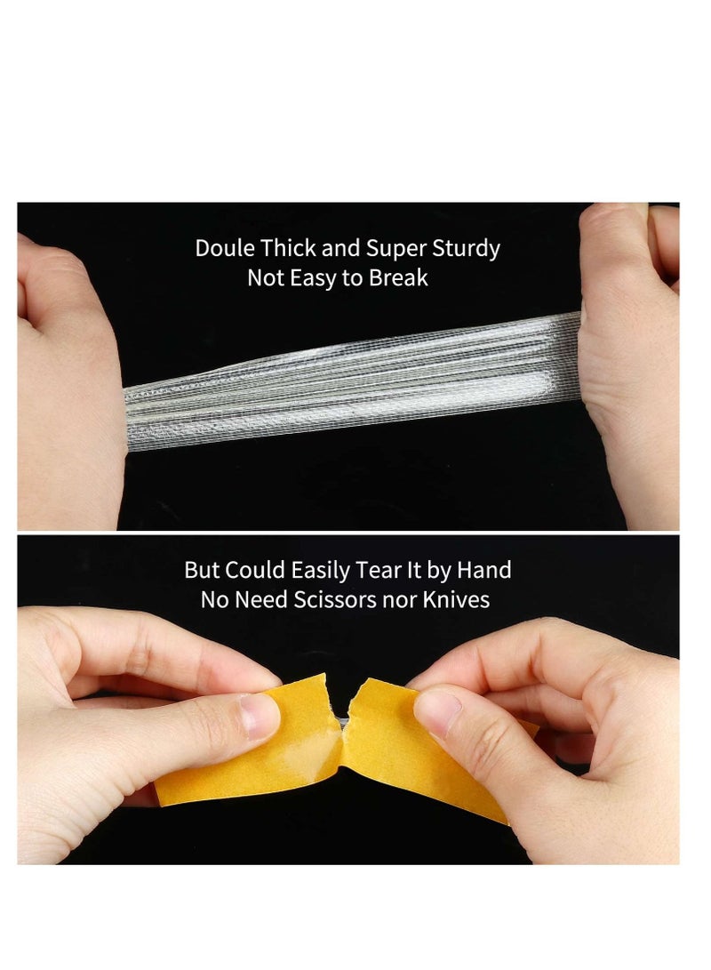SYOSI Double Sided Tape Heavy Duty, 0.59inx66FT(20m), Universal High Tack Strong Wall Adhesive with Fiberglass Mesh, Super Sticky Resistente Clear Tape, Easy Use Mounting Tape(2 Pcs)  - Image 5