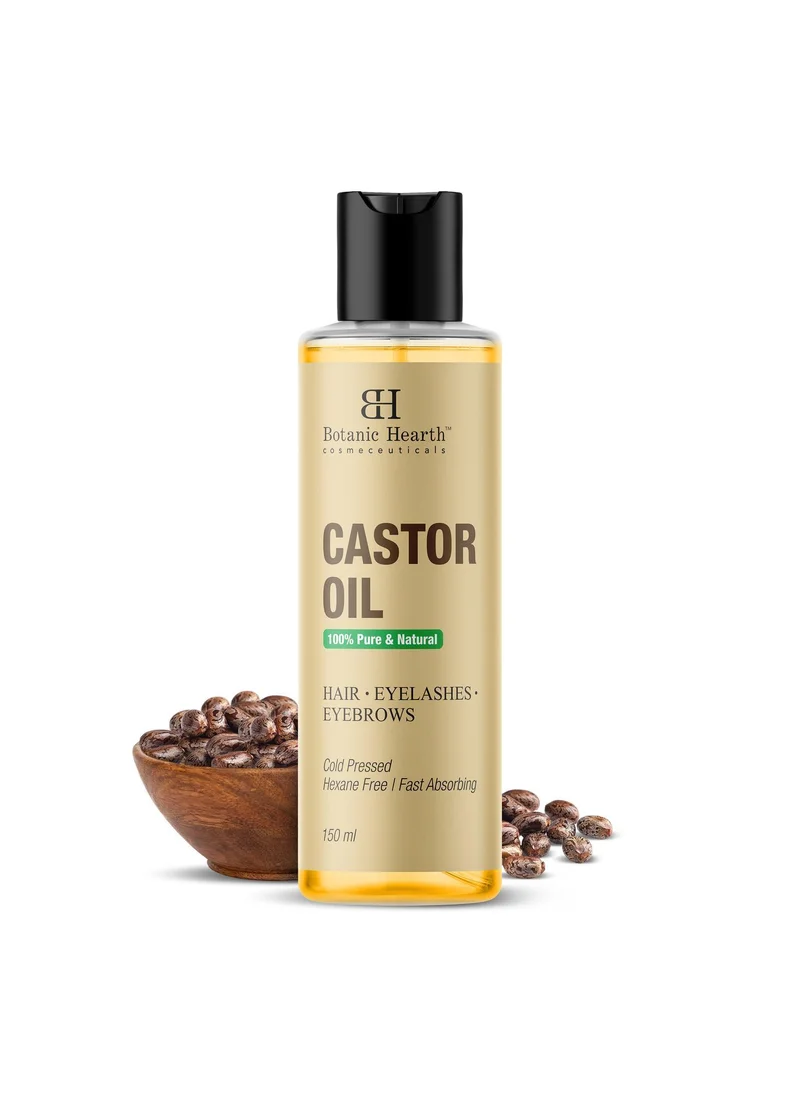Botanic Hearth Botanic Hearth 100% Pure Castor Oil for Hair - Cold Pressed, Hexane-Free for Hair Growth, Eyelashes, Eyebrows, Skin Care - 150ml