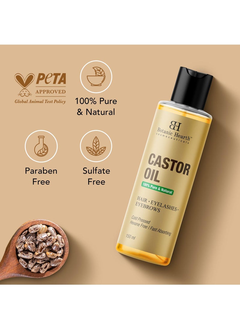 Botanic Hearth - Botanic Hearth 100% Pure Castor Oil for Hair - Cold Pressed, Hexane-Free for Hair Growth, Eyelashes, Eyebrows, Skin Care - 150ml - Image 1