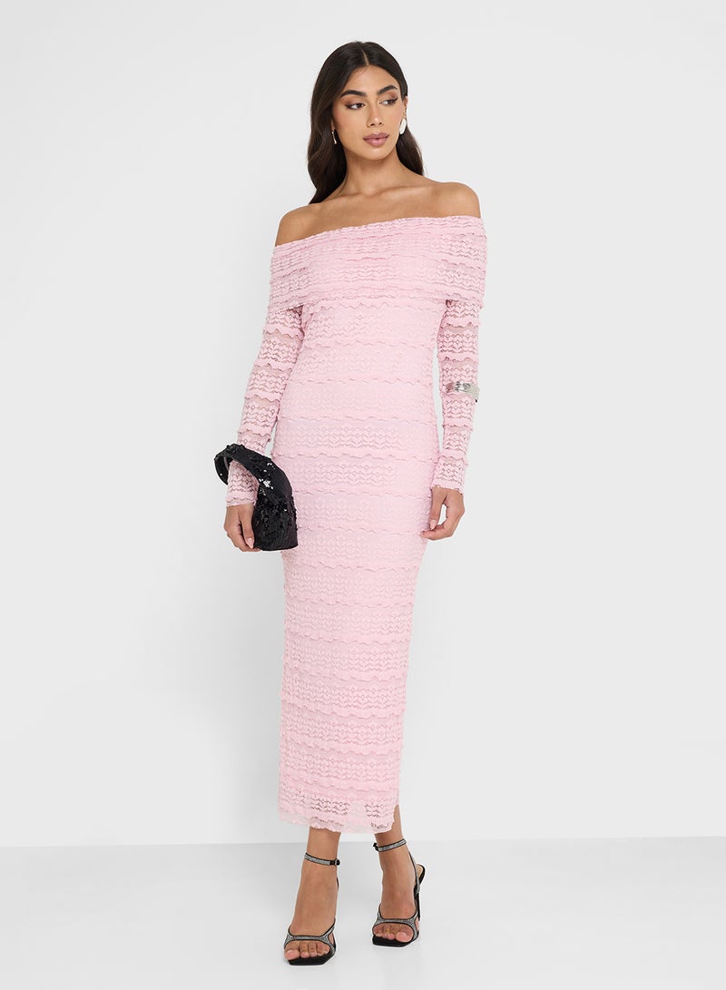 ELLA Off Shoulder Textured Dress - Image 1
