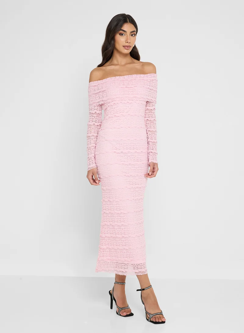 ELLA Off Shoulder Textured Dress